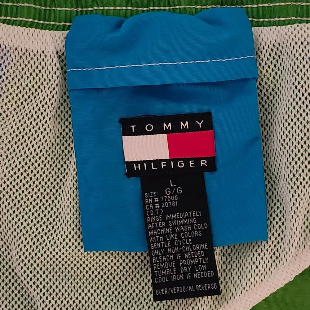 Tommy Hilfiger Swim Trunks Aqua and Bright Green Size Large